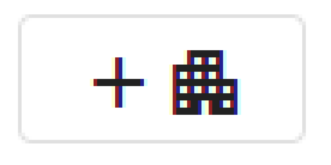 De afbeelding toont een icoon van een gebouw met daarnaast een plus-teken